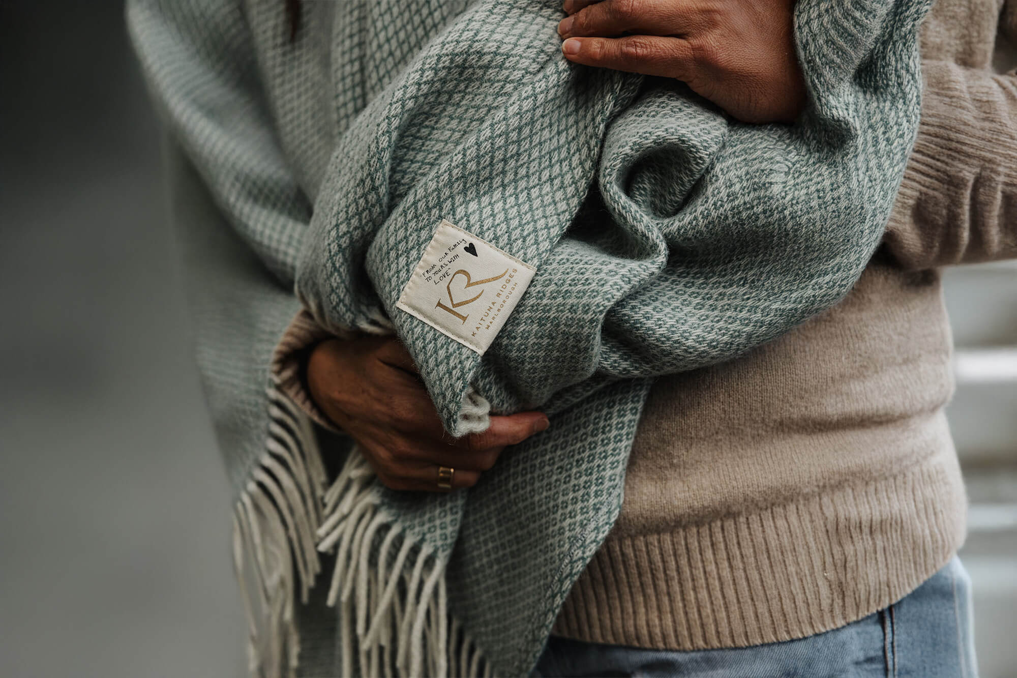 Kaituna Ridges - Woollen Blanket - Seagrass